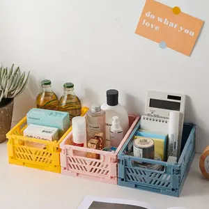 5 Pack Foldable Plastic Storage Bins, Desktop Organizer Boxes, Desk Tape Stationery Holder, Small Tool Display Basket