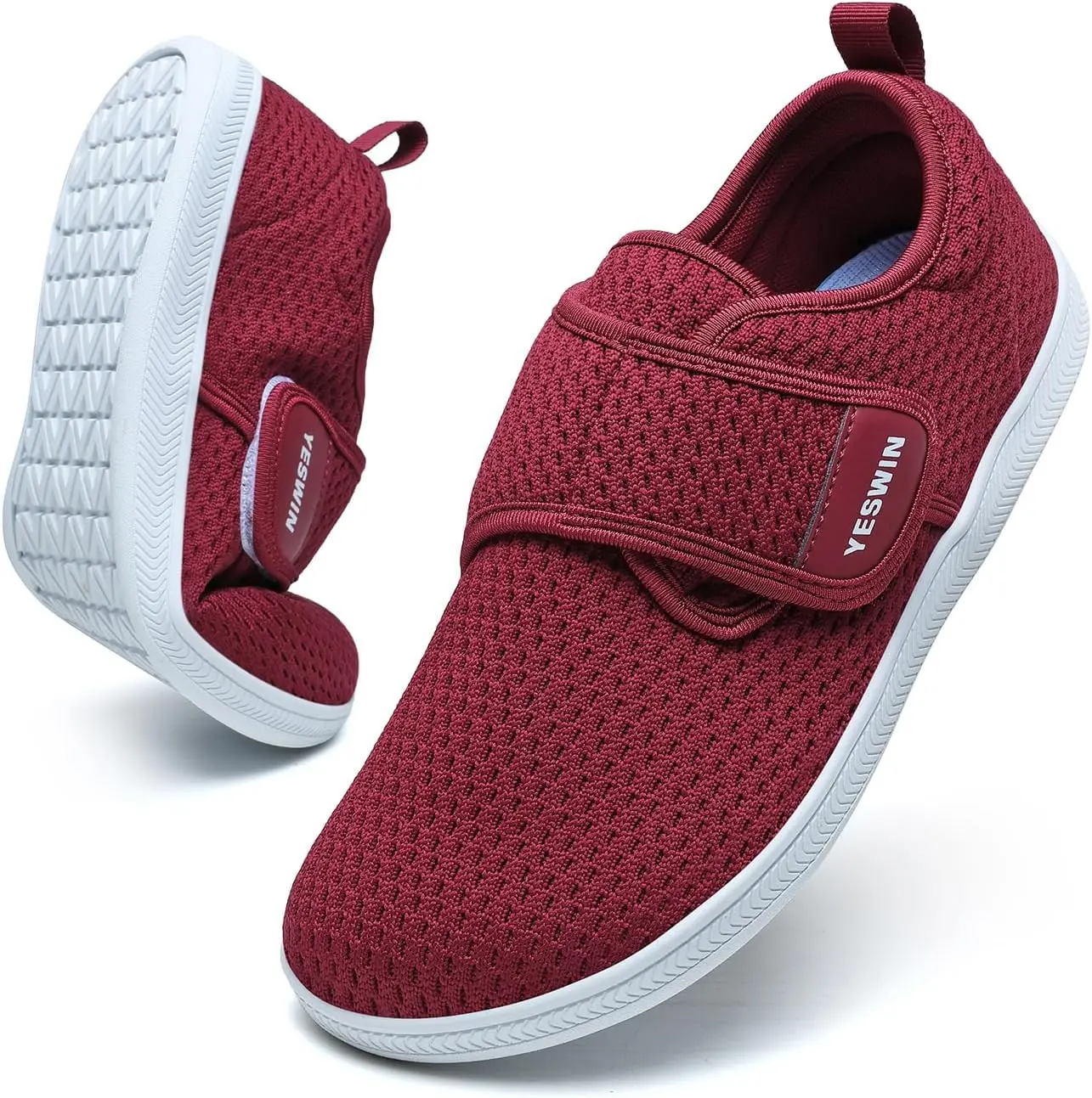 Diabetic Walking Shoes for Women Wide Toe Box Non Slip Comfortable Breathable Zero Drop Barefoot Shoe with Adjustable Strap for Neuropathy, Edema, Swollen Feet, Elderly, Pregnancy