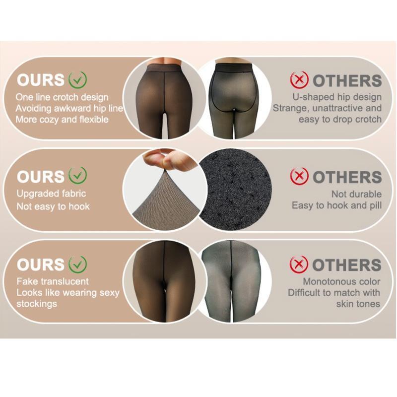 Tik Wool-Lined Leggings Front & Rear Single Thread Stitched Translucent Winter Warm One Line Crotch Reject U Shape Cross-Border Amazon