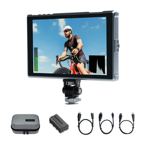 FEELWORLD FW759 PRO 7-Inch 400nit Touchscreen DSLR Camera Field Monitor with F550 Battery, Bag, Sunshade, Gimbal, Cover, Handheld Shell, Micro Cable, 4K HDMI Input, 1280x800 IPS Display for Mobile Videography & Vlog Accessories (Accurate Focus & Exposure)