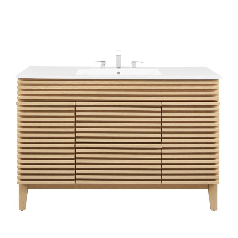 Modway Render 48" Single Sink Bathroom Vanity in Oak White