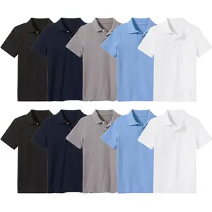 10-Pack School Uniform Tagless Polo Tshirt for Little Boys & Big Boys
