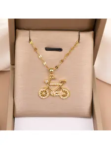 1 piece of micro-paved synthetic zircon stylish and simple personalized design bicycle necklace for men and women