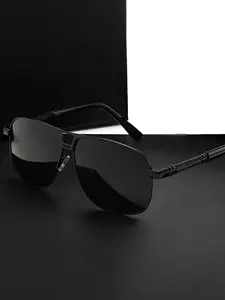 Men's Square Aviator, Trendy Casual Top Bar Design Sunglasses for Everyday Use, Fashion Accessories for Outdoor Activities, Classic Aviator Sunglasses