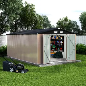 Heavy-Duty 10x14 FT Rust-Resistant Metal Outdoor Garden Shed with Air Vents & Lockable Secure Door, Spacious All-Weather Utility Storage Shed Ideal for Yard, Patio & Lawn Use,summervibes