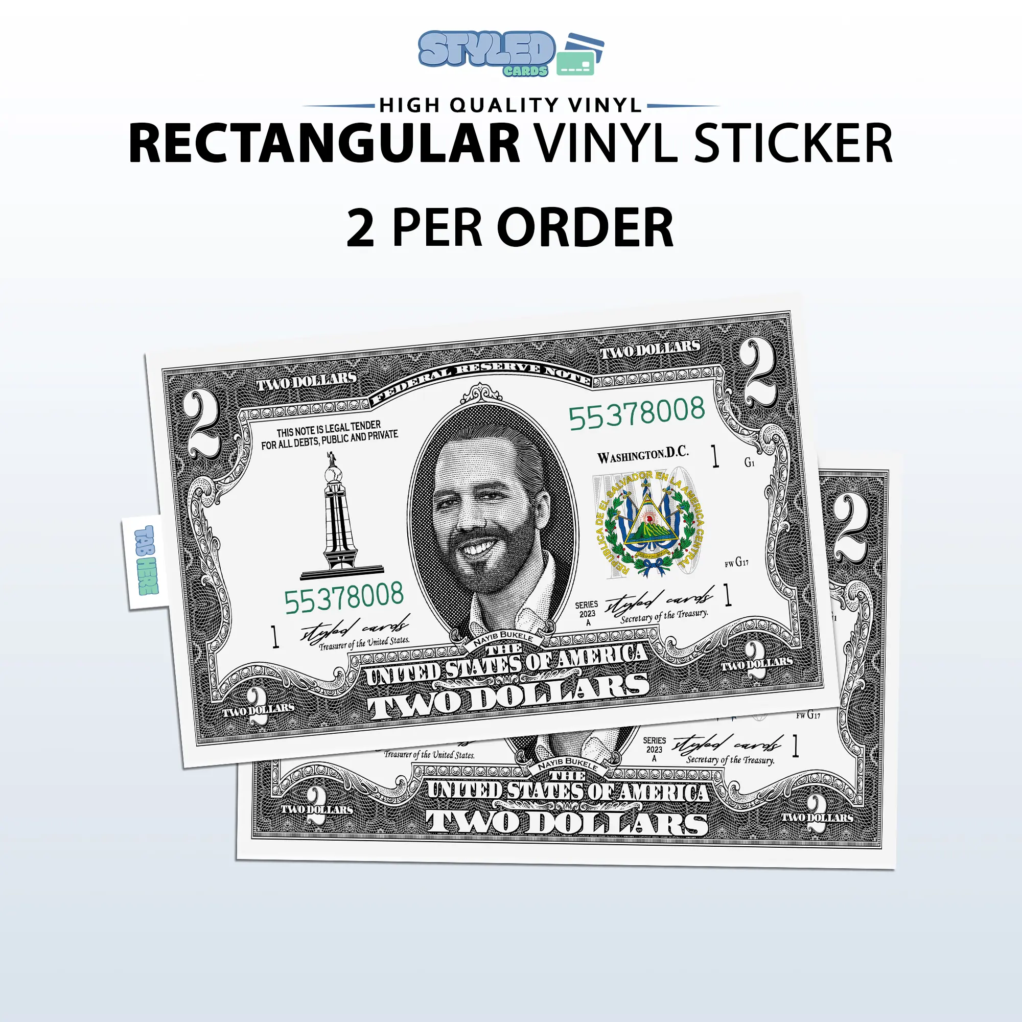 2$ bukele debit card sticker