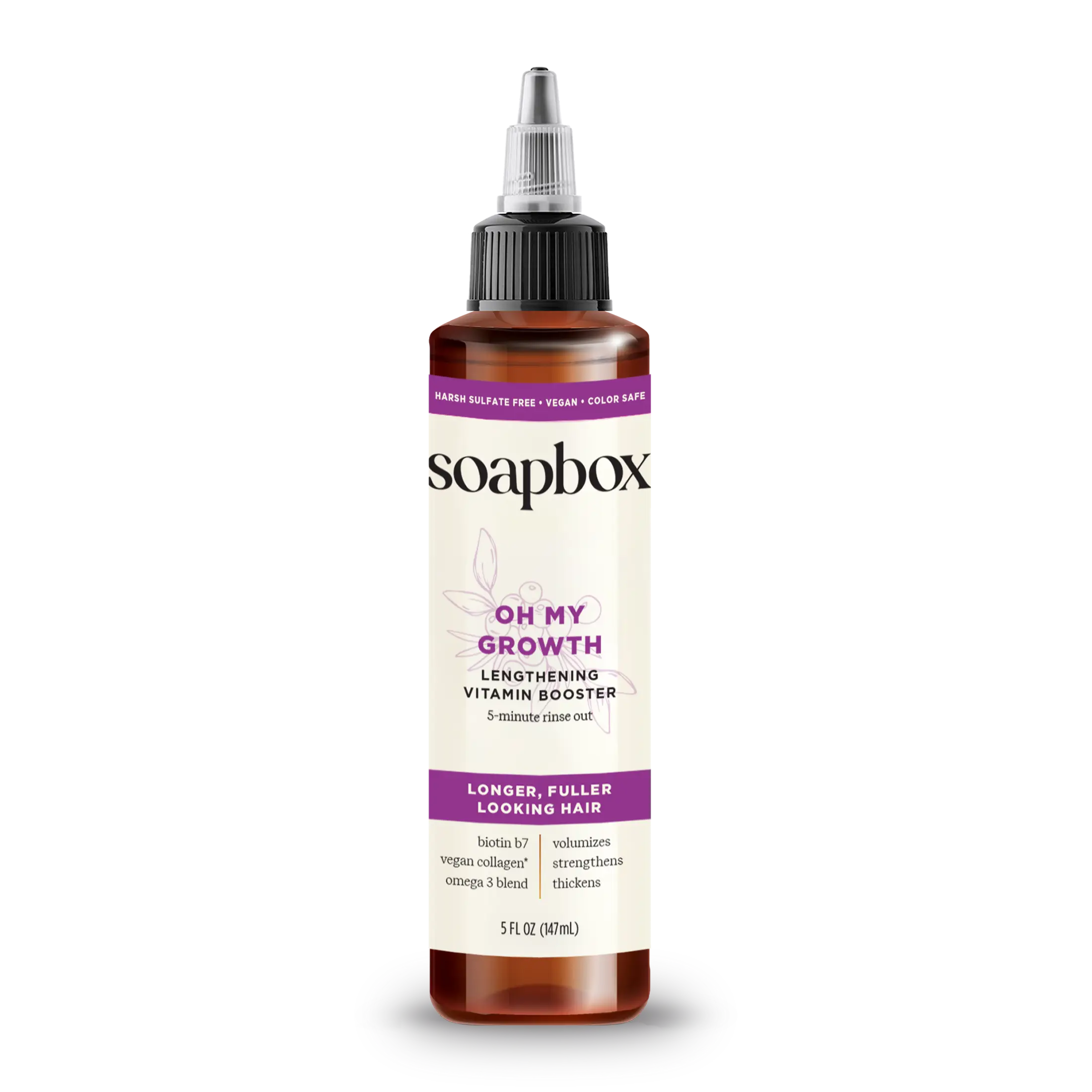 Soapbox Oh My Growth Vitamin Booster Treatment – Boosts Fuller-Looking Hair with Biotin, Vegan Collagen, Omega 3 & Vitamins A, C & E