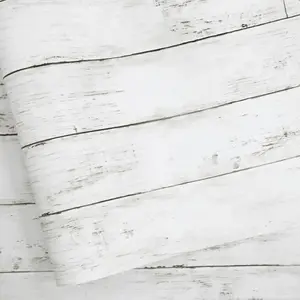 Peel and Stick Wallpaper 17.7" X 118" White Gray Wood Shiplap Contact Paper Self-Adhesive Removable Decorative Wall Covering Vintage Wood Plank Film for Home Decoration