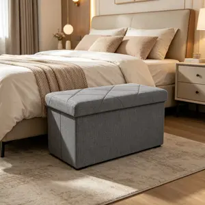 Storage stool — indoor footstool with modern linen fabric, multiple size combinations, can serve as a toy box or toolbox, suitable for living rooms and bedrooms, great for gifting and home organization.