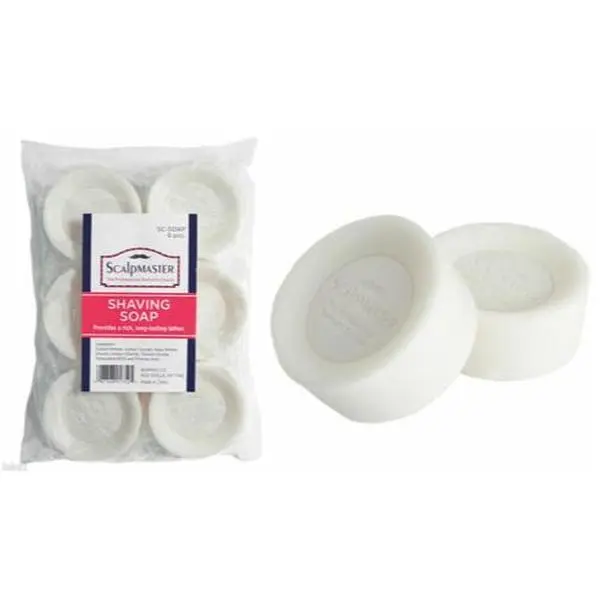 Scalpmaster Shaving Soap Pucks, Professional Barber Body Care with Rich Cushion Foam, For Mug & Bowl Use, 2.5 oz, 6 Count, Long Lasting, Classic