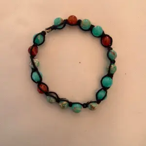 Teal and red with black hemp bracelet