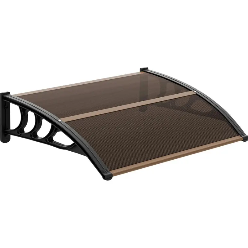 VINGLI Patio Parasol Exterior Window & Door Sunshade Canopy - 40x32 in Polycarbonate Hollow-Sheet Patio Cover with Brown Board & Black Bracket, Rain-Snow-Sun Protection, Multi-Size Options (120x40 in, 40x48 in)