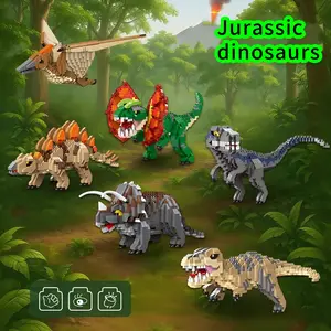 Small Particles Dinosaur Building Blocks Set DIY Toy, Parent-Child Interactive Gift for Christmas & Halloween, Fun Stem Learning Experience