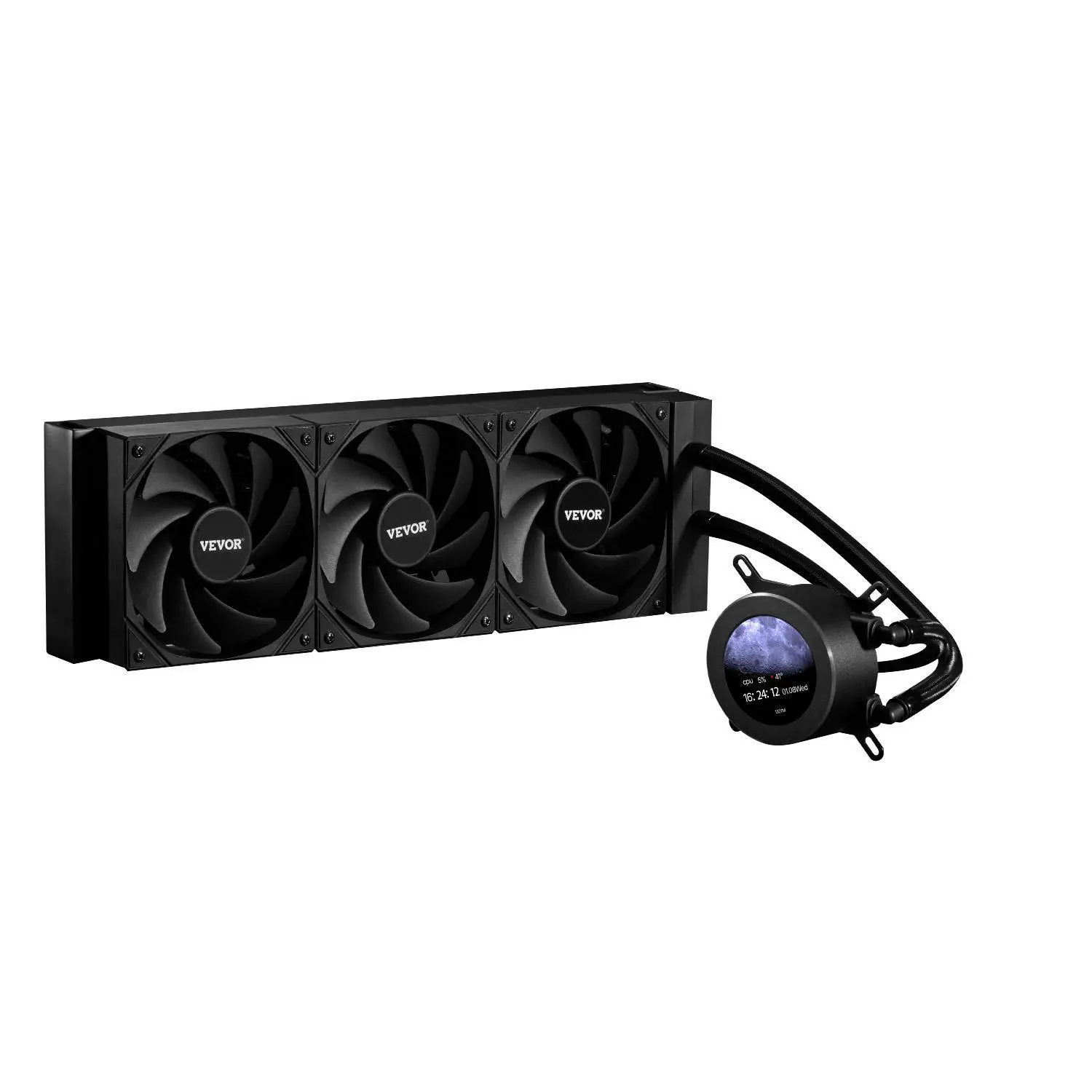 【Summerfinds】VEVOR CPU Liquid Cooler, AIO CPU Water Cooler - 3 x 120mm PWN Fans, Pump & 2.1'' LCD Display, Max 2200PRM Black CPU Cooling Fan, Compatible for Intel 115X/1366/2011/1700/1200, AMD AM4/AM5