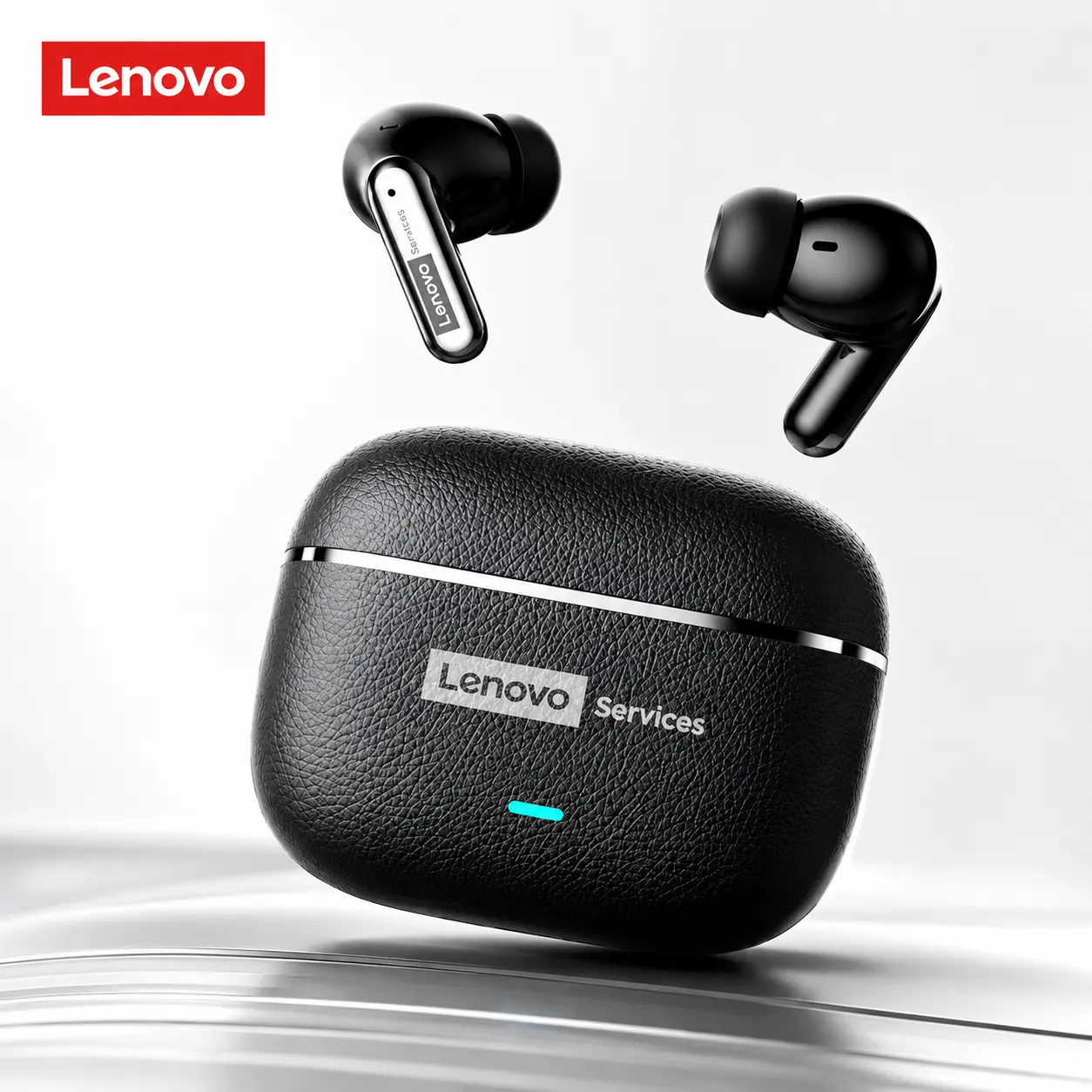 Lenovo LE208 In-Ear Wireless Headphones with Bluetooth 6.0 for Faster & More Stable Connection, Intelligent ENC Noise Reduction, Cloud-Like Comfortable Fit, Premium Leather Texture with Metallic Sheen, Wireless Earbuds for Music & Phone Calls Black