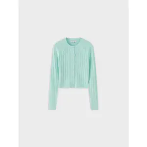 Silky Knit Cropped Cardigan-Mint Green