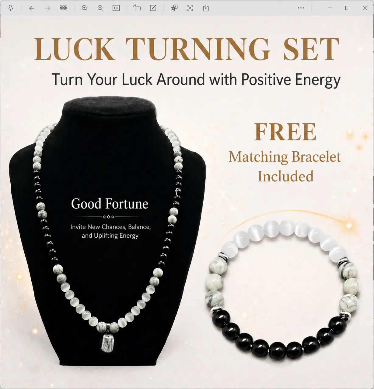 Unisex 2-Piece Energy-Inspired Geometric Black and White Natural Stone Bead Jewelry Set - Matching Bracelet & Necklace, Auspicious Fresh Opportunity Meaningful Fashion Daily Accessory for Balance, Strength