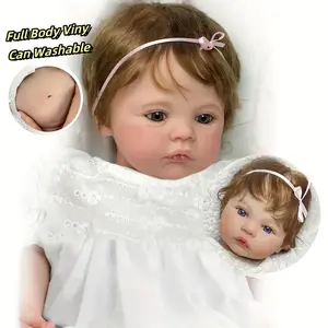 18 Inch Lifelike Vinyl Girl Reborn Dolls Painted Detailed Whole Body Soft Vinyl Reborn Dolls With Rooted Hair Can Take A Shower