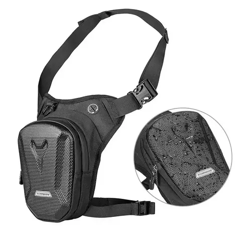 Unisex Waterproof Bum Bag - Compact Water Repellent Waist Bag Holder for Adults, EVA Polyester Leg Pack with Side Pouch, 20x14.5x8cm, Night-Reflective Logo, Built-in Net Pocket, Double Pockets, Lightweight Durable All-Season Biking Pouch