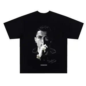 2025 Summer Cristiano Ronaldo Football Superstar Super Fashion Printed Short Sleeve T-shirt Men Distress Cotton Women Tshirt,Father's Day Blanket,Gift for Father, Gift for Mother Crew Neck Funny T-Shirt for Men Sarcastic Cat Meme graphic tees