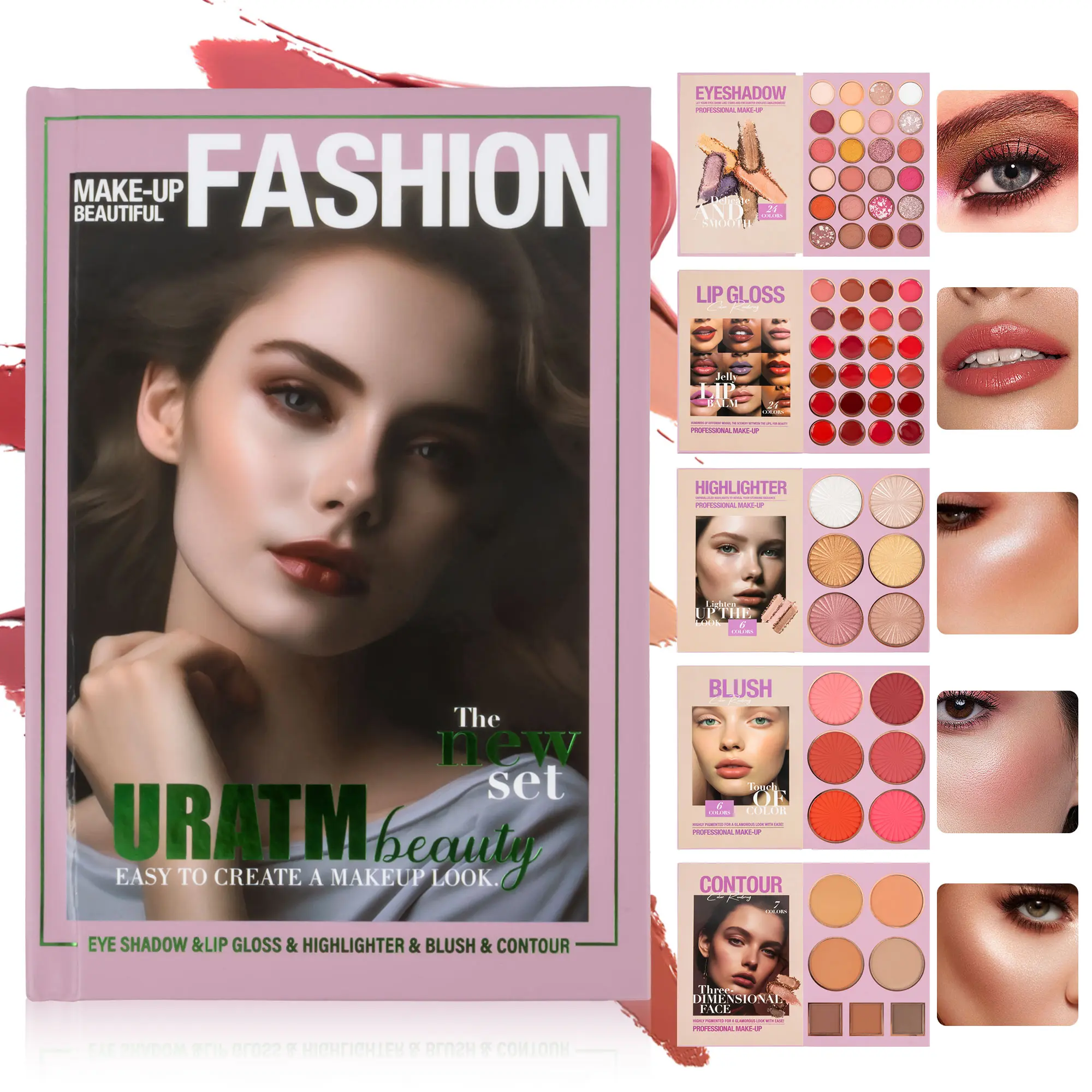 67-color makeup palette, five-layer book-style eye shadow palette, matte pearlescent blush, contour and highlight all in one