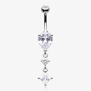 Enchant Sparkle Teardrop Princess Dangle Belly Button Ring