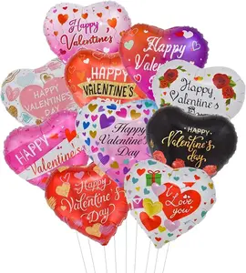 Happy Valentines Day Balloons,Love Heart Foil Balloons,Valentines Day Romantic Photo Props Decorations,10Pcs