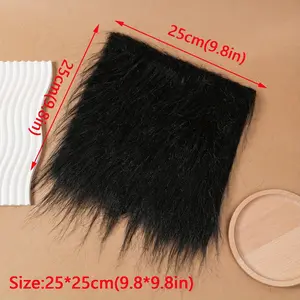 9.8*9.8in Long Faux Fur Fabric for Leopard Patchwork Print Sewing Material Doll Toy Beard Hair DIY Handmade Home Decoration Cosplay Fabric