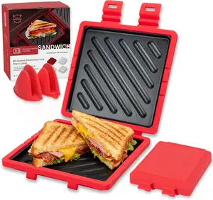 Microwave Sandwich Maker, Microwave Toaster with Adjustable Silicone Strap, Removable Non-Stick Microwave Grilled Cheese Maker, Microwave Grill Crispy, Melted in Minutes for Travel, Office, Dorm, Home
