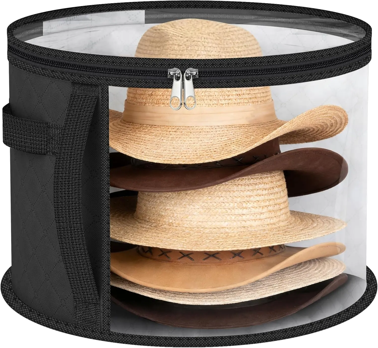 Extra Large Clear Hat Organizer for Travel and Wardrobe,Oversized Clear Hat Storage Box for Women Men, Holds up to 9 Hats Cowboy Hat Wide Brims Hat Case with Carrying Handles (Grey)