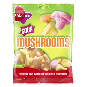Malaco Sour Mushrooms Candy Bag