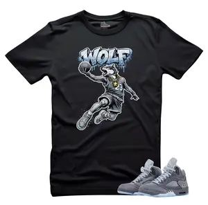 Jordan 5 Wolf Gray Sneaker Matching Tee-THE WOLF Unisex Sneaker Match Shirts