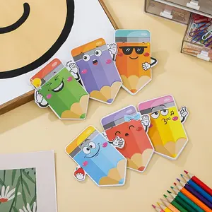 6pcs Colorful Pencil Sticky Notes, Portable Notebook, Dual-Sided Adhesive, School Office Supplies, Teacher Gift, Holiday Present