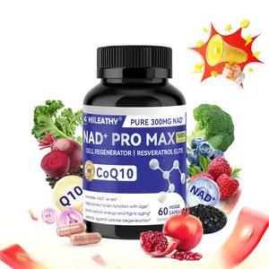 HIILEATHY NAD+ Pro Max | Classic Daily Formula | 300mg Natural Nutrient Mix of NAD+, CoQ10, Resveratrol & Veggie Extracts Brain Health Supplement Antioxidant Supplement