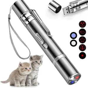 Interactive Cat dog Red Light Toy with 7 Adjustable Modes USB Charging Red Light UV Light Flashlight for Indoor Chasing Games Eco-Friendly and Convenient