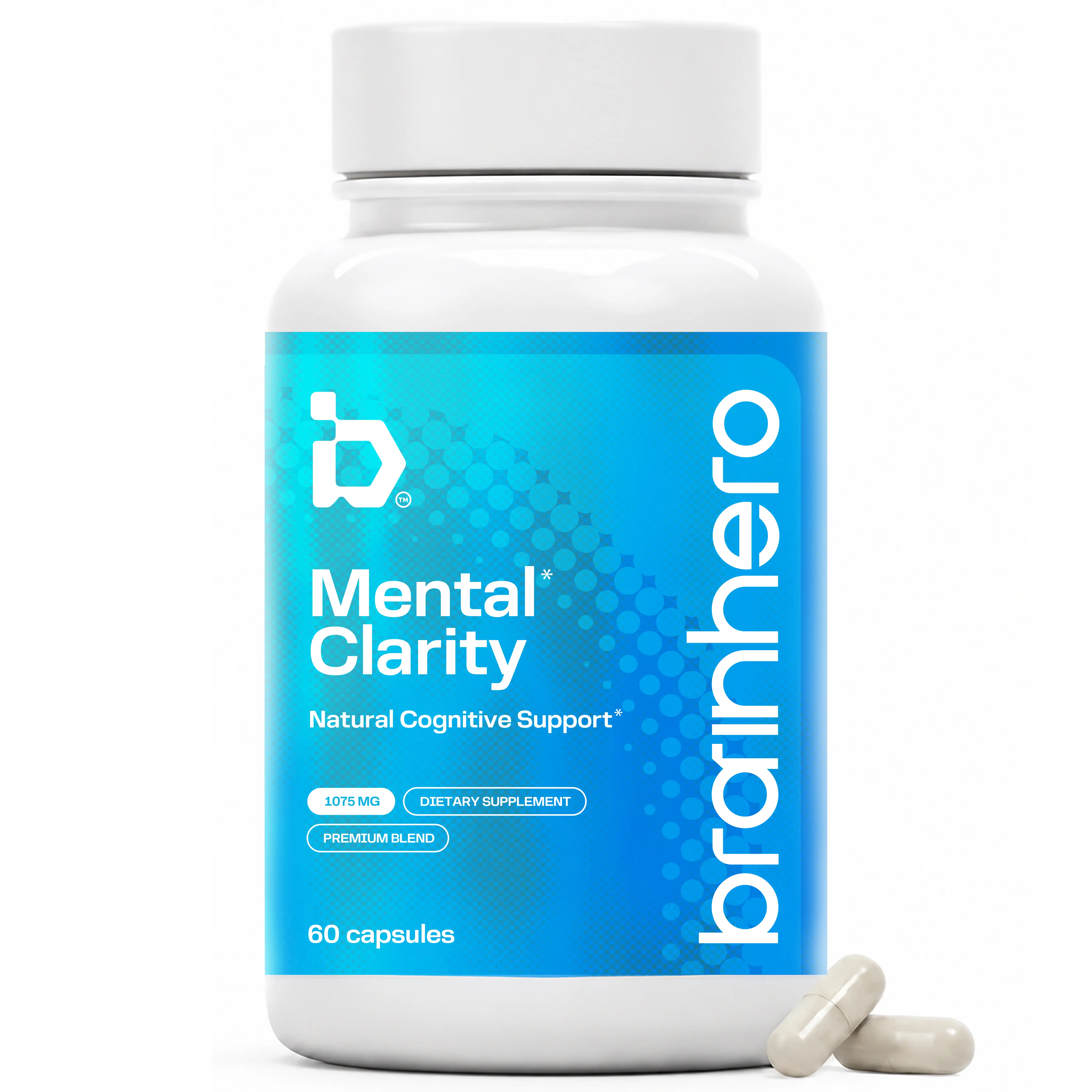 Brain Hero Cognitive Health Support - Brain Health - 1075mg of Targeted Nutrition for Men & Women - Natural Support for Memory, Focus, and Mood - 60 count - Non-Gmo - Vegan capsules 30-Day Supply