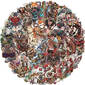 Vintage Graffiti Tattoo Sticker, 50pcs/set Funny Retro Horror Sticker, Vinyl Cool Halloween Skull Sticker for Laptop Water Bottle Phone, Decor