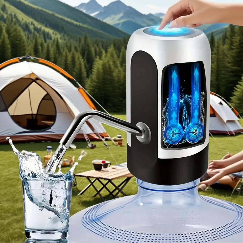 Portable Electric Water Bottle Pump, USB Rechargeable Water Bottle Dispenser, Water Jug Dispenser, Water Dispenser for Outdoor Camping, Travel, Home, Office, USB Charging, Pumping Dispenser, Beverage Dispenser