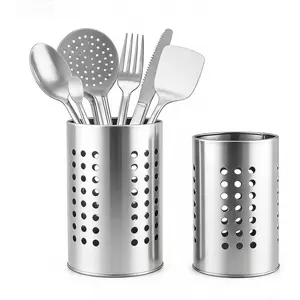 2PCS Stainless Steel Kitchen Utensil Holder, Utensil Caddy & Organizer for Drying Cooking Spoons Utility Sturdy Home Kitchen Daily Use Utensil Drainer (Silver)