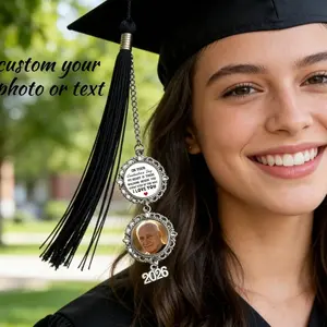 Custom Graduation Tassel Charm, Photo Memorial Grad Cap Pendant Perfect Gifts