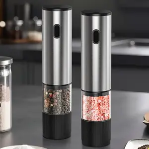 2-Piece Electric Salt & Pepper Dispenser Set, Adjustable Grind Size, Ceramic Mechanism, 1-Hand Operation, Large-Capacity Automatic Kitchen Seasoning Utensils, Ideal for Home Use, Christmas Gift