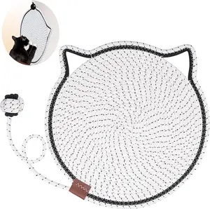 Cat Scratcher Mat, Natural Cotton Rope Cat Scratch Pad, 16.9'' Round Horizontal Floor Cat Scratching Pads for Indoor Cats, Cat Furniture Protector for Wall, Couch, Carpets, Sofas