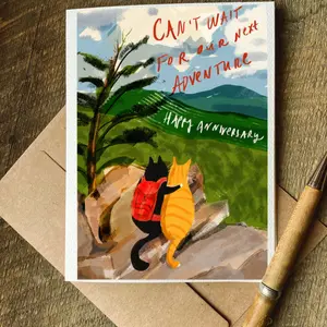 Couple Anniversary Card, For Our Next Adventure Friends or Lover Card, Funny Gift Card cat couple