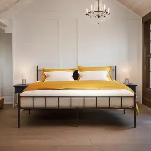 Black Classic Metal Bed Frame Platform Mattress Foundation With Classic Style Iron-Art Headboard And Footboard,Under Bed Storage,No Box Spring Needed