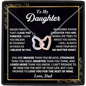To My Daughter Necklace From Dad with a Message Card, Gifts For Daughter From Father, Beautiful Jewelry Gift From Love Daddy On Graduation, Birthday, Wedding, Valentine’s Day
