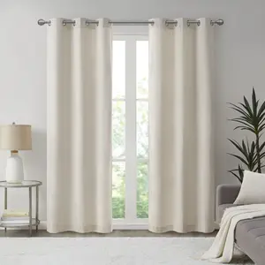 Basketweave Room Darkening Curtain Panel Pair