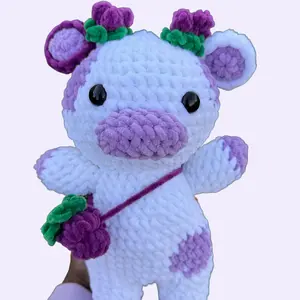 Handcrafted Purple Cow Crochet Plush Toy