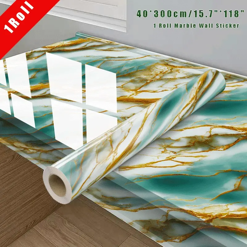 Marble Pattern Wallpaper, Waterproof Oil Proof Anti-Fouling PVC Peel and Stick Wallpaper, Peel And Stick Wallpaper Designs, 40cm Removable Wall Paper for Kitchen Backsplash Countertop Living Room Bathroom