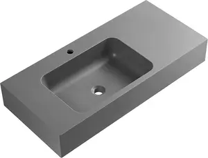 Bathroom Sink, Solid Surface Material, Wall-Mount or Countertop Install, 47" with Single Faucet  Hole in Matte Gray， SVWS602-47GR