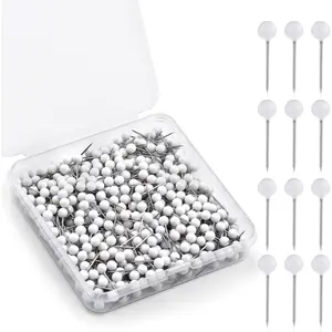 600pcs Straight Sewing Pins for Fabric 0.63in Quilting Pin Small Straight Sewing Pins with 4mm Colored Ball Head for Decorating Dressmaking Projects (White)